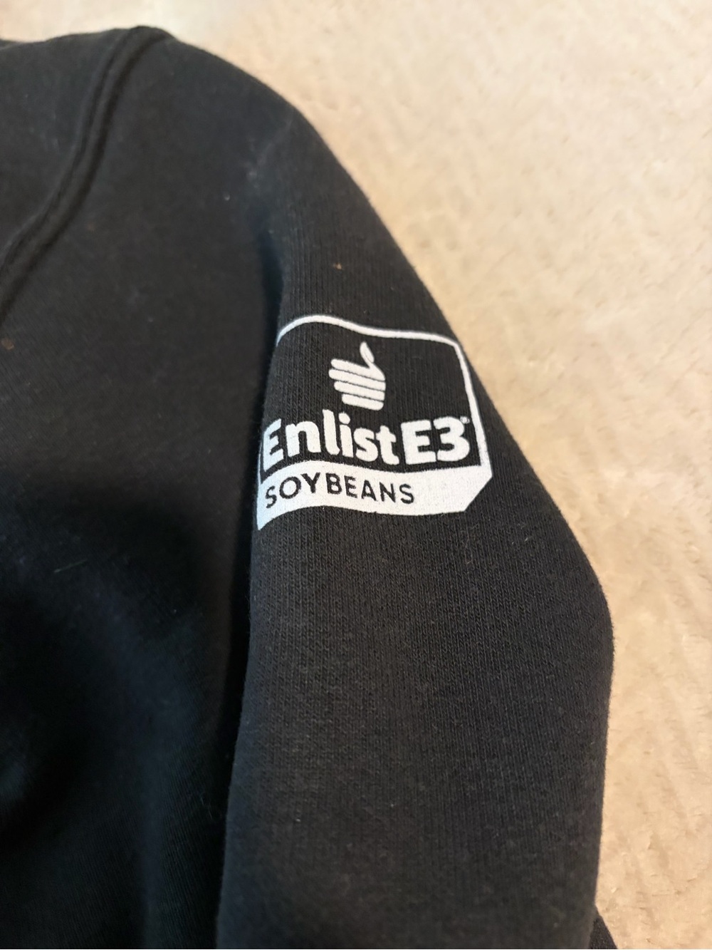 Carhartt Black Hoodie with White Enlist E3 Soybeans Sleeve Logo - Picture 3 of 6